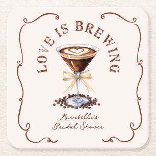 Dessous-de-verre Carré En Papier L'amour se prépare Bridal Shower Espresso Martini 
