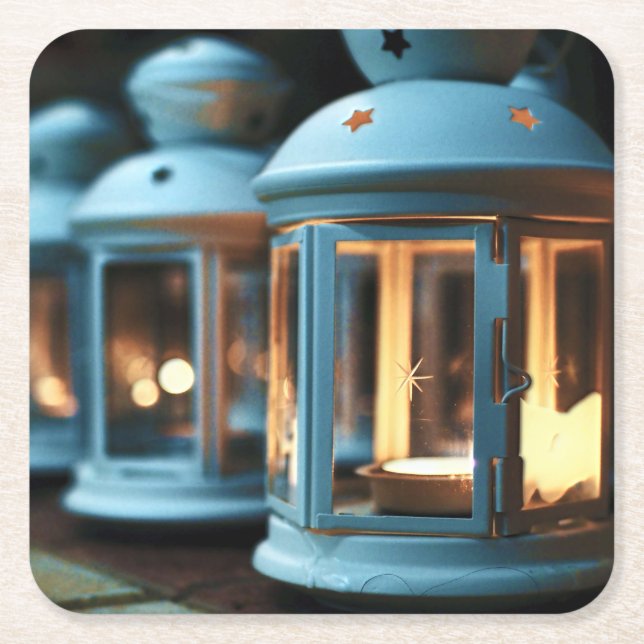 Dessous-de-verre Carré En Papier Lampes, lanternes et bougies (Devant)