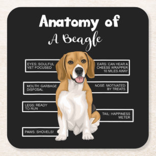 Dessous-de-verre Carré En Papier L'Anatomie D'Un Beagle Amoureux Du Chien Amoureux 