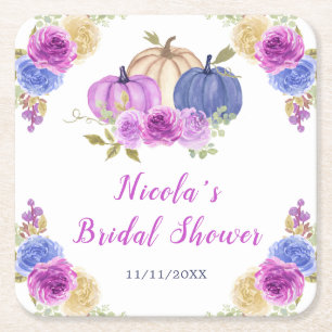 Dessous-de-verre Carré En Papier Lancement de mariage avec citrouilles florales vio