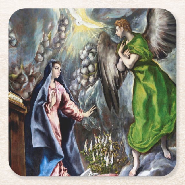 Dessous-de-verre Carré En Papier L'Annonciation, El Greco (Devant)