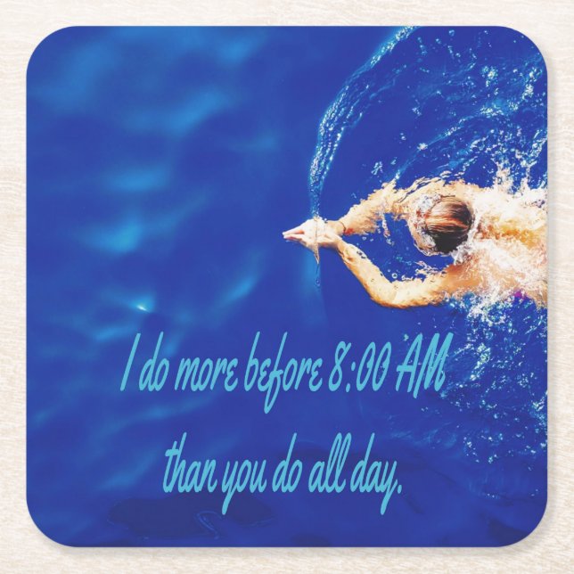 Dessous-de-verre Carré En Papier Lap Swim Team Motivational Inspiration (Devant)