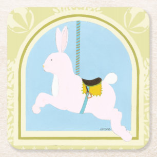 Dessous-de-verre Carré En Papier Lapin avant juin Bruyère Vess de carrousel
