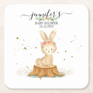 Dessous-de-verre Carré En Papier Lapin bunny faune bébé nouveau-né