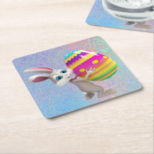 Dessous-de-verre Carré En Papier Lapin de Pâques avec Dessous de verre en papier à