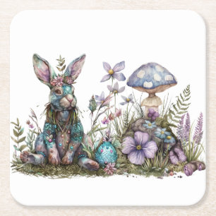 Dessous-de-verre Carré En Papier Lapin mystique aux champignons