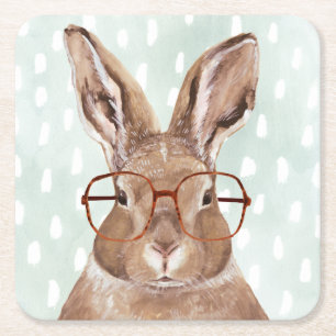Dessous-de-verre Carré En Papier Lapin Quatre-Eyed du forestier  