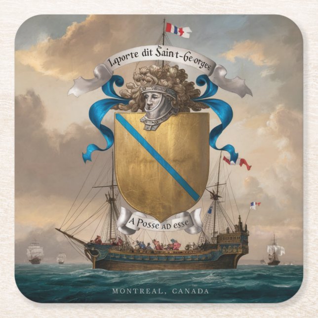 Dessous-de-verre Carré En Papier Laporte dit Saint Georges Armoiries 4 (Devant)
