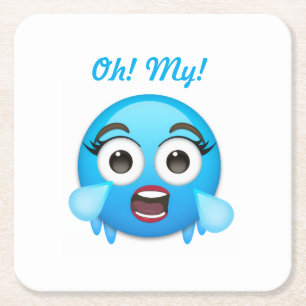 Dessous-de-verre Carré En Papier Larmes Bleues de Joie : L'Emoji Submergé