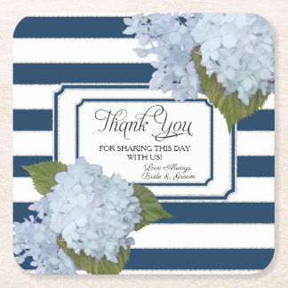 Dessous-de-verre Carré En Papier L'art floral bleu marine de Hydrangea