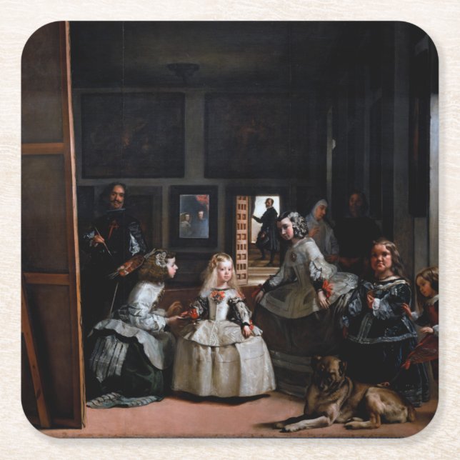 Dessous-de-verre Carré En Papier Las Meninas, Les servantes d'honneur, Diego Velazq (Devant)