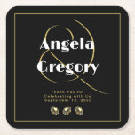 Dessous-de-verre Carré En Papier Las Vegas Casino Chips Black Gold White Mariage<br><div class="desc">Ce dessous de verre de style casino de Las Vegas est élégant et amusant! Personnalisez ce dessous de verre mariage avec vos noms et votre date</div>