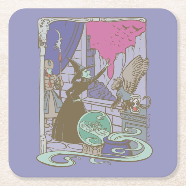 Dessous-de-verre Carré En Papier L'Assistant D'Oz™ | Storybook Wicked Witch™ (Devant)