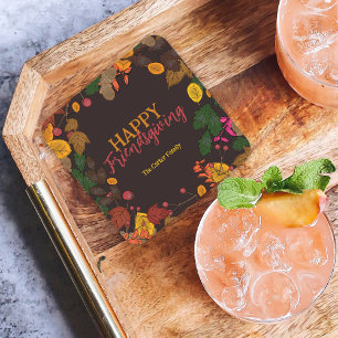 Dessous-de-verre Carré En Papier L'automne Feuilles Acorns Berries Dîner d'action