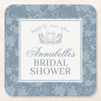 Dessous-de-verre Carré En Papier Lavage de dentelle bleue Vintage Floral Mariage