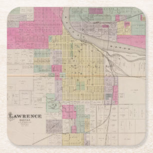 Dessous-de-verre Carré En Papier Lawrence, le Kansas