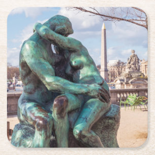Dessous-de-verre Carré En Papier Le baiser d'Auguste Rodin aux Tuileries, Paris