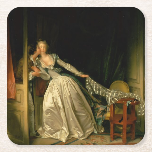 Dessous-de-verre Carré En Papier Le Baiser dérobé Fragonard (Devant)