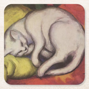 Dessous-de-verre Carré En Papier "Le chat blanc" de Franz Marc