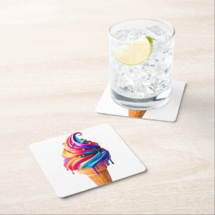 Dessous-de-verre Carré En Papier Le cône de glace classique de SlipperyJoe's vibran