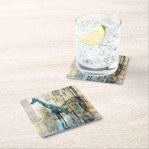 Dessous-de-verre Carré En Papier Le Girafe Bleu sur Coaster Parisien