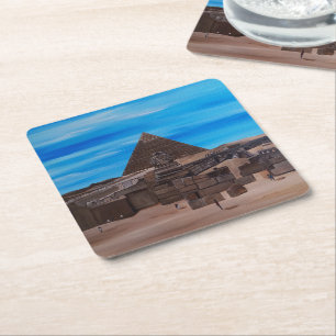 Dessous-de-verre Carré En Papier Le Grand Sphinx et la Pyramide de Khafre