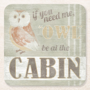 Dessous-de-verre Carré En Papier Le hibou de la citation soit au cabine