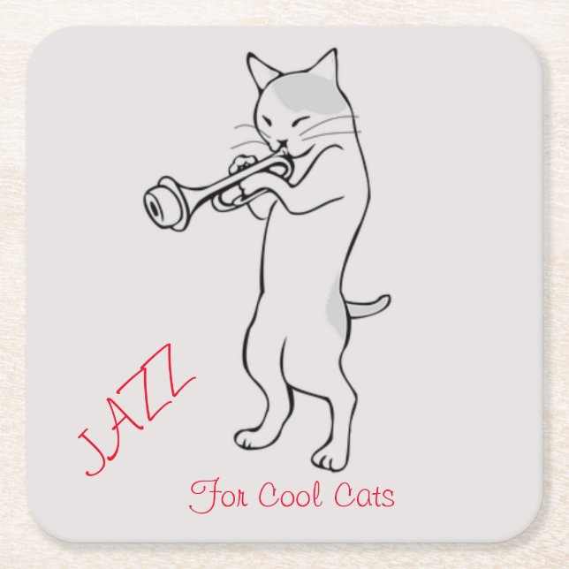 Dessous-de-verre Carré En Papier Le Jazz Pour Les Chats Cool (Devant)