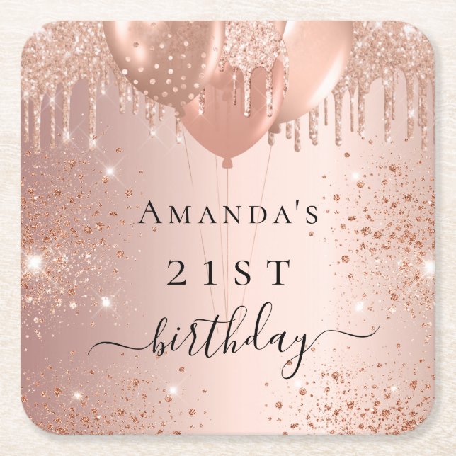 Dessous-de-verre Carré En Papier Le Jour de la Rose dorée (Devant)