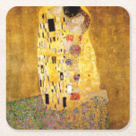 Dessous-de-verre Carré En Papier Le Kiss Gustav Klimt<br><div class="desc">Peintre autrichien impérial Gustav Klimt,  chef-d'oeuvre : La peinture de Kiss</div>