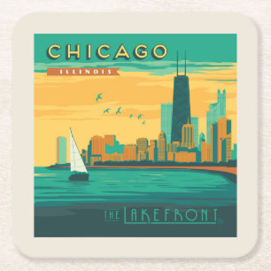 Dessous-de-verre Carré En Papier Le Lakefront Chicago, Illinois