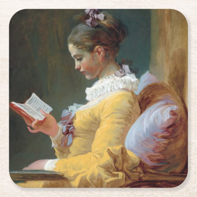 Dessous-de-verre Carré En Papier Le lecteur, Fragonard (Devant)