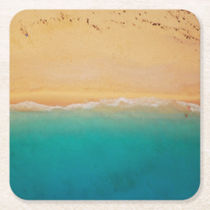 Dessous-de-verre Carré En Papier Le littoral de sable et de mer d'en haut