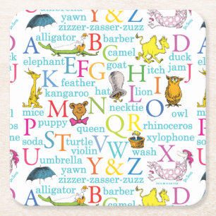 Dessous-de-verre Carré En Papier Le modèle ABC de Dr Seuss avec des mots