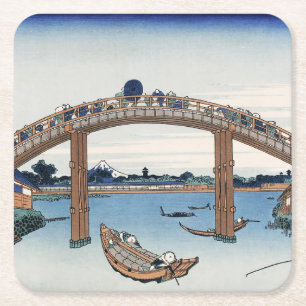 Dessous-de-verre Carré En Papier Le mont Housai Fuji vu d'en bas Pont Homme
