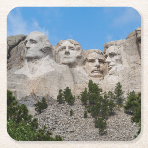 Dessous-de-verre Carré En Papier Le Mont Rushmore au printemps