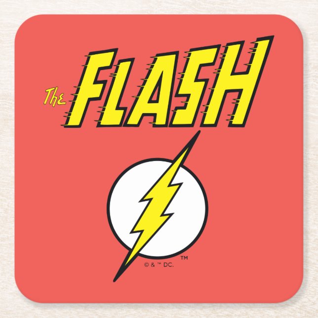 Dessous-de-verre Carré En Papier Le nom Flash et logo d'éclair (Devant)