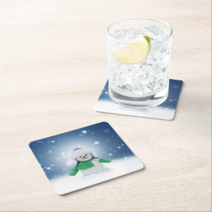 Dessous-de-verre Carré En Papier Le personnage de bonhomme de neige de Noël adorabl