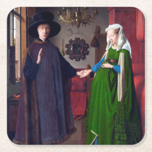 Dessous-de-verre Carré En Papier Le portrait d'Arnolfini, Jan van Eyck