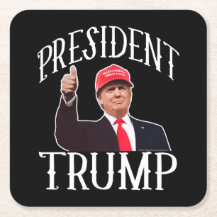 Dessous-de-verre Carré En Papier Le Président Donald Trump Red Hat manie
