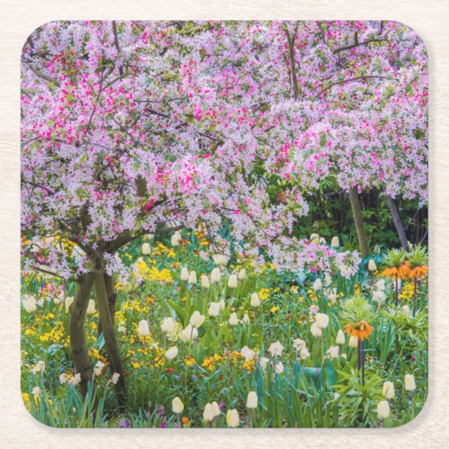 Dessous-de-verre Carré En Papier Le printemps dans le jardin de Claude Monet (Devant)