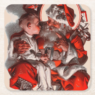 Dessous-de-verre Carré En Papier Le recouvrement de Père Noël