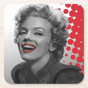 Dessous-de-verre Carré En Papier Le rouge pointille Marilyn