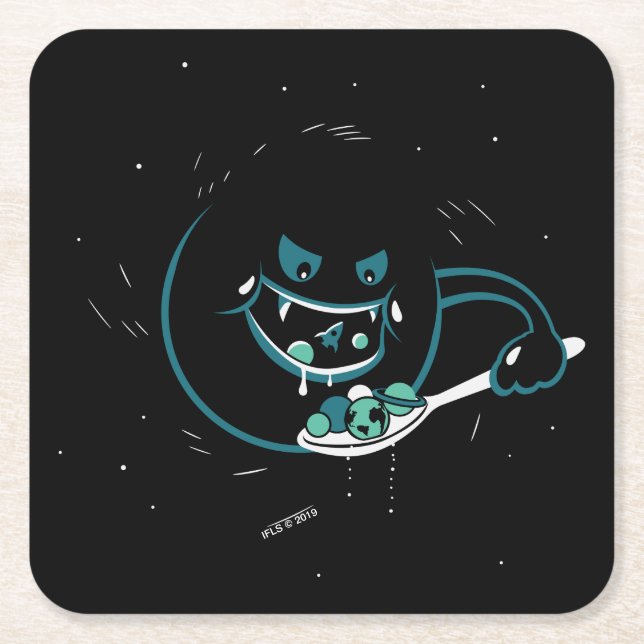 Dessous-de-verre Carré En Papier Le trou noir dévore (Devant)