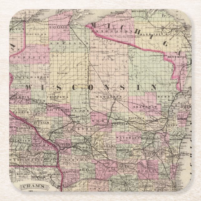 Dessous-de-verre Carré En Papier Le Wisconsin 9 (Devant)