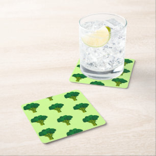 Dessous-de-verre Carré En Papier Légume Brocoli Vert Alimentation Saine Veggie
