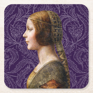 Dessous-de-verre Carré En Papier Leonardo da Vinci Portrait La Bella Principessa
