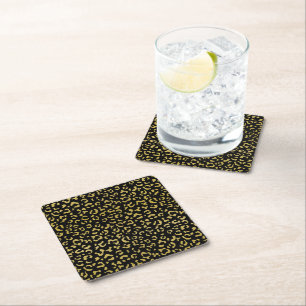 Dessous-de-verre Carré En Papier Leopard d'or, Parties scintillant d'or, Motif de l
