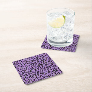 Dessous-de-verre Carré En Papier Leopard Print, Léopard Spots, Purple Leopard