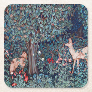 Dessous-de-verre Carré En Papier Les animaux dans la forêt, William Morris